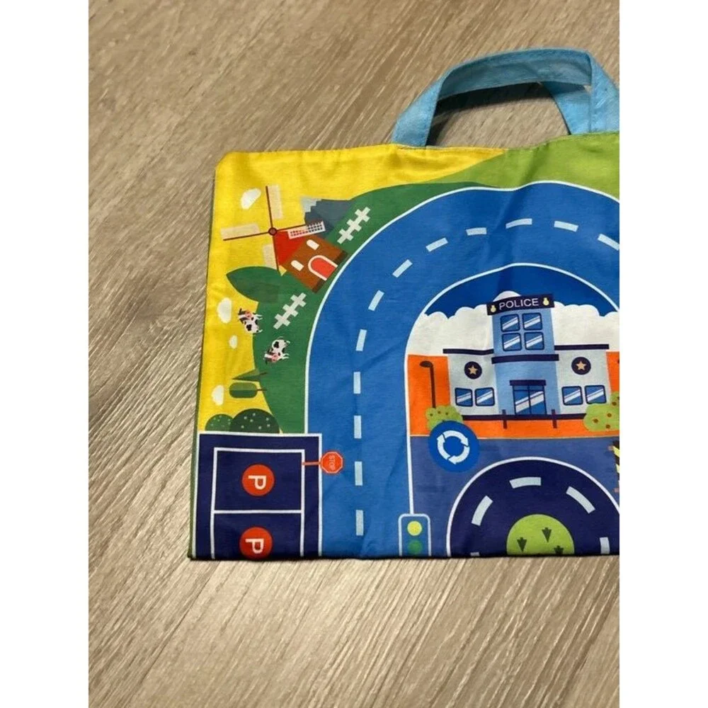 2-in-1 Interactive Play Car Mat and Storage Tote Bag